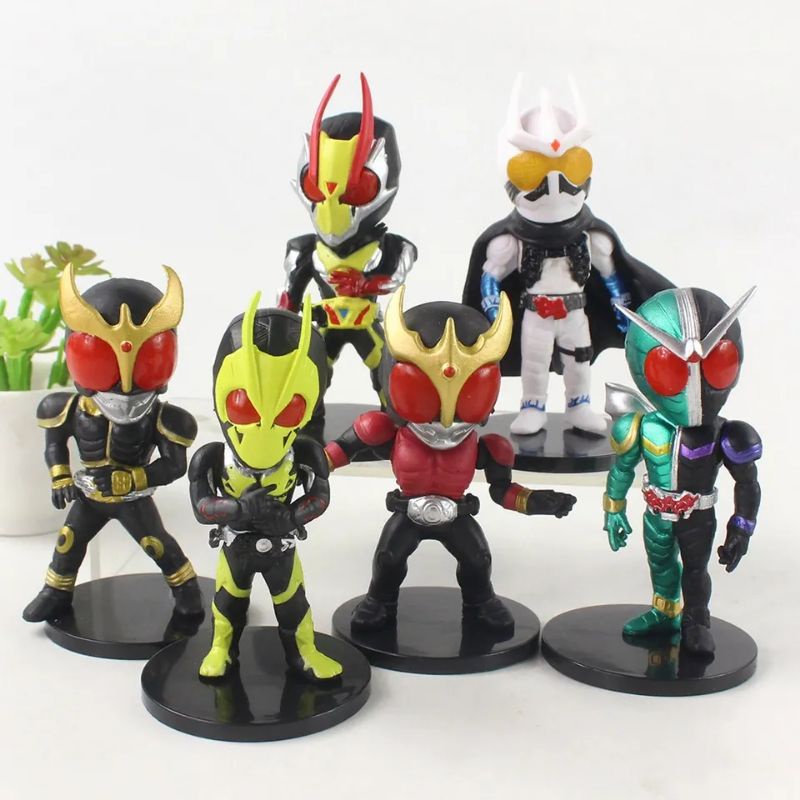 ACTION FIGURE KAMEN RIDER BLACK MASK RX SET ISI 6 - MAINAN SATRIA BAJA HITAM