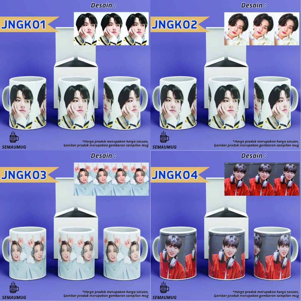 MUG JUNGKOOK BTS KADO HADIAH KPOP HAMPERS GELAS CANGKIR  PRINT CUSTOM SEMAUMUG