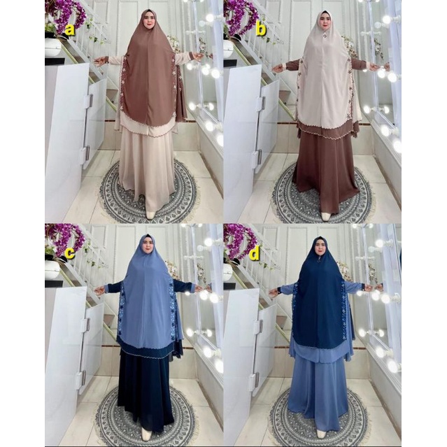 HANINA Serues Set Syari by Gallery Hanifah khimar babydoll bordir jumbo cantik