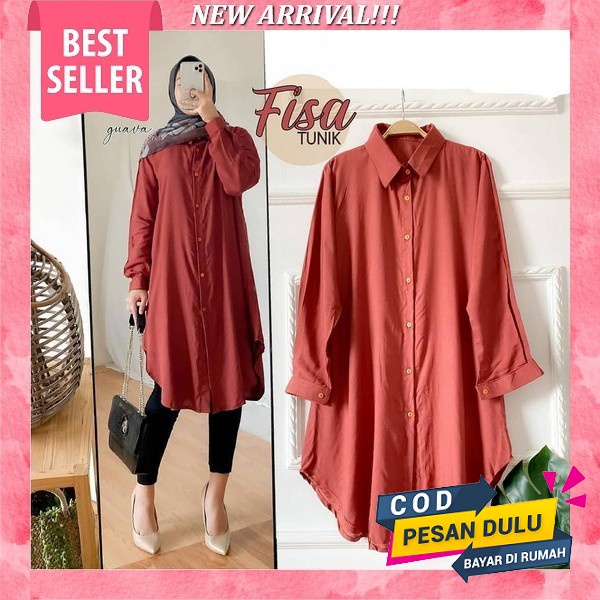 Atasan Muslim Wanita Terbaru Hello Tunik Matt Rami Atasan Modern Jumbo Lengan Panjang Ootd Kekinian 