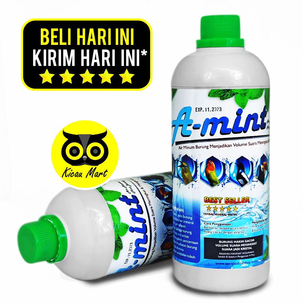 AIR MINUM MINUMAN BURUNG MURAI LOVEBIRD A-MINT AMINT WATER SEMPATI OBAT SERAK NAFAS PLONG AMINTWS