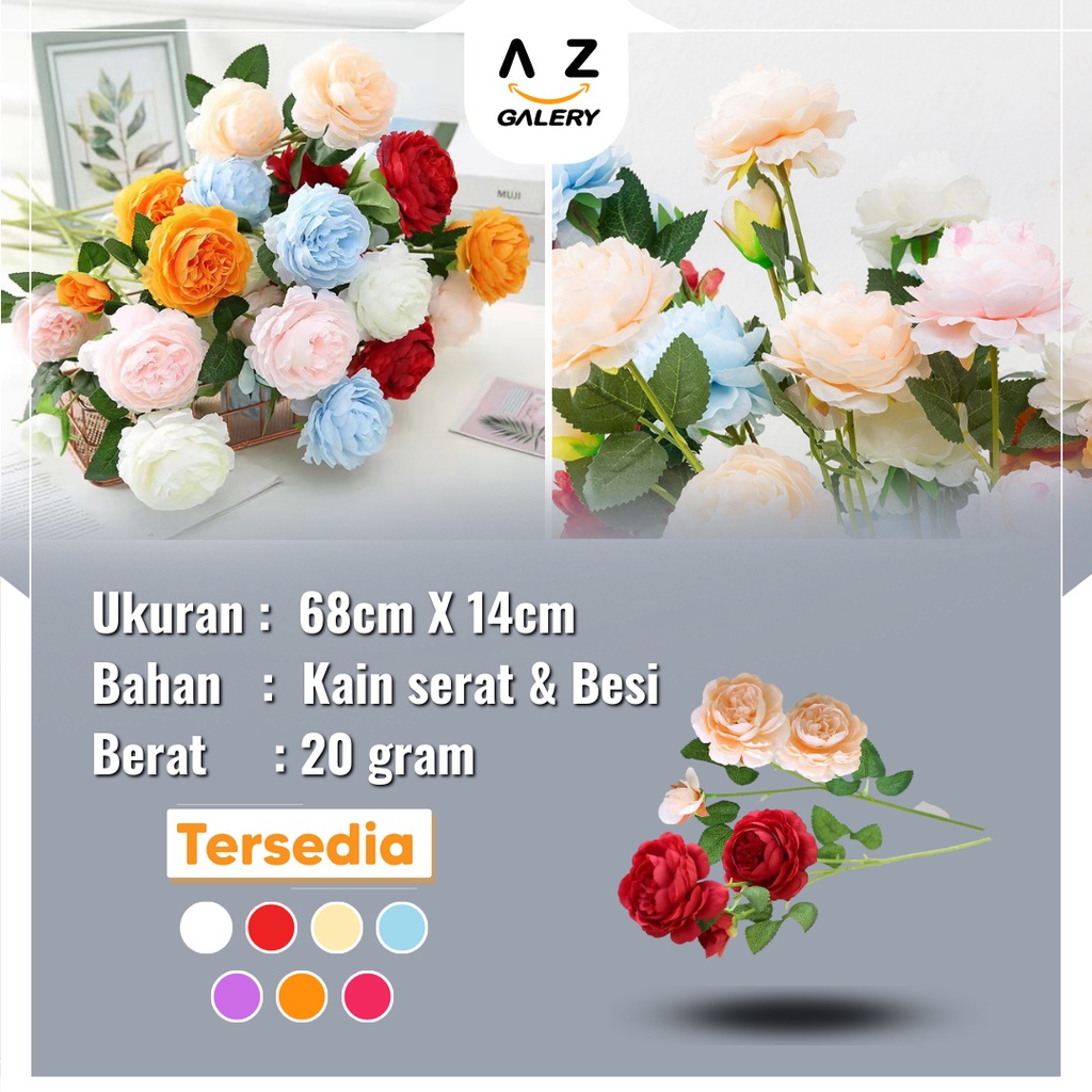 Bunga Mawar Hias Bunga Plastik Palsu Tangkai Ornamen Pajangan Dekorasi Rumah Import Artificial Flower Rose Tanaman Hias Azgalery PBP70