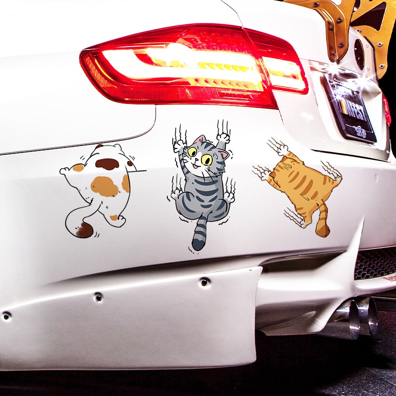 Decals Hias Kucing Mobil Lucu/PVC Auto Sticker Kartun Mainan Anak Stiker Mobil Truk Motor Helm