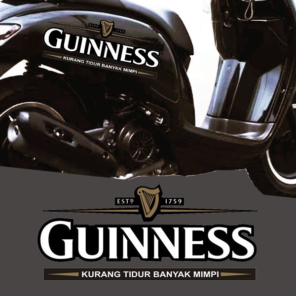 iko stiker shop CUTTING STIKER GUINNESS KURANG TIDUR BANYAK MIMPI STIKER MOTOR SCOOPY bisa untuk sem
