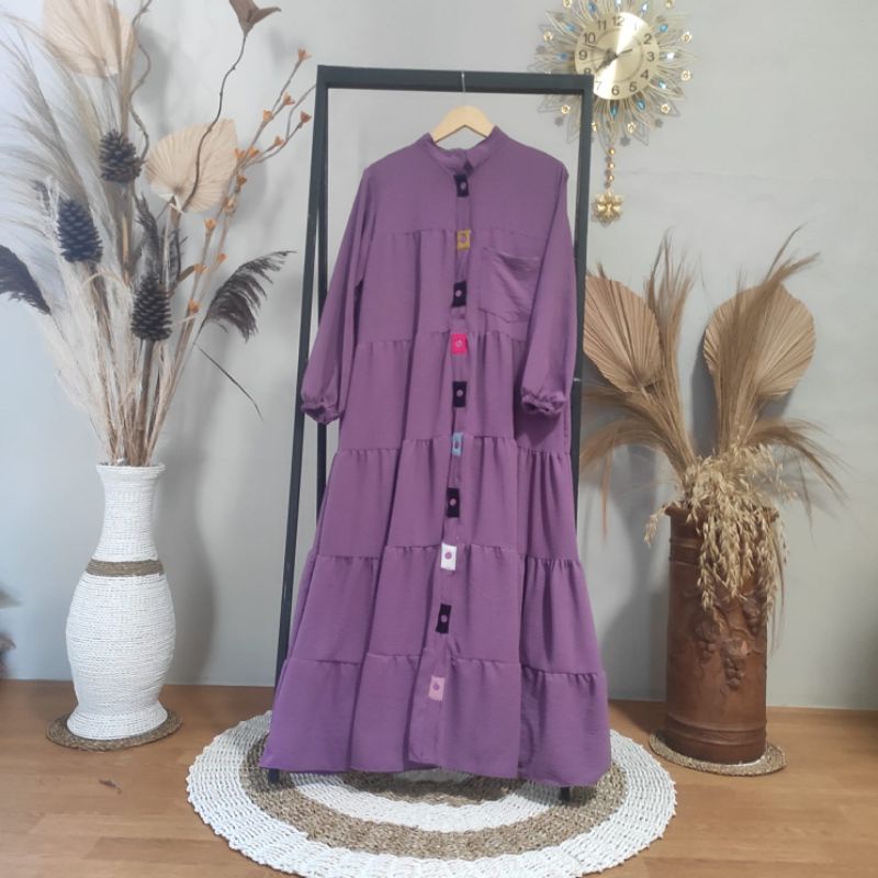 gamis namara rainbow crinkle airflow premium import