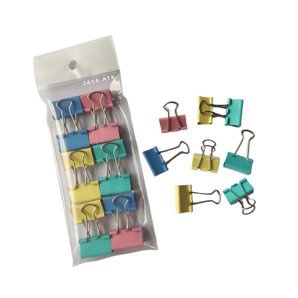 KLIP KERTAS BINDER CLIP NO.111 25MM 12 PCS WARNA PASTEL LUCU