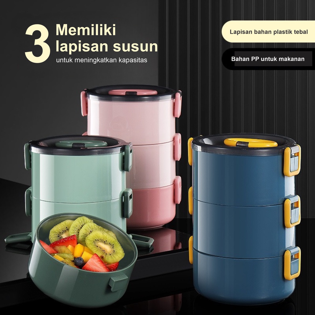 Rantang 3 Susun Lunch Box Wadah Tempat Bekal Makan Bahan Food Grade