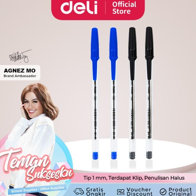 

PROMO Deli Ballpoint Pen / Bolpoin Tip 1 mm Isi 50 pcs Penulisan Halus EQ4