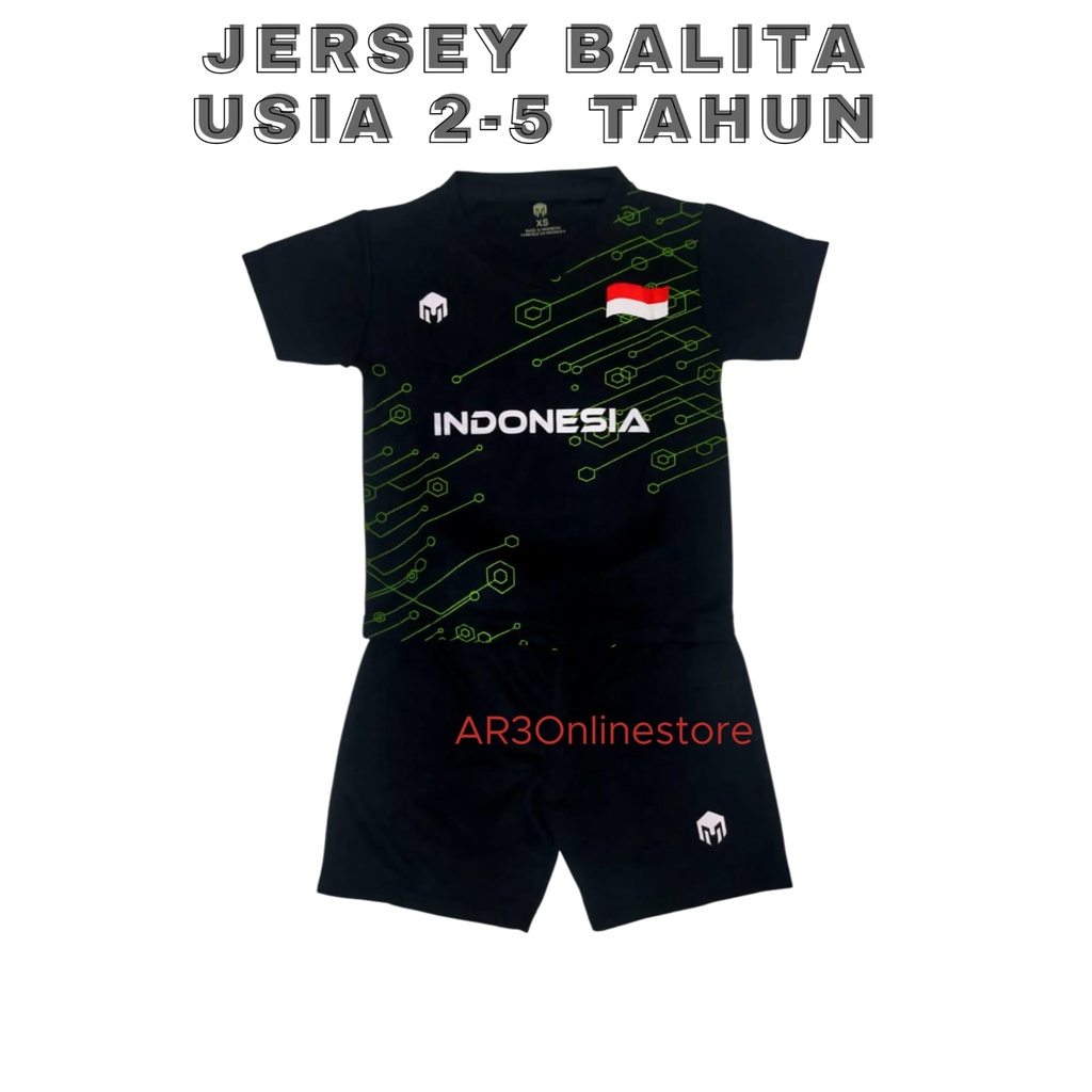 Baju olahraga balita kaos bola futsal badminton bulutangkis tenis voli senam uisa sekolah TK 2-5 tahun