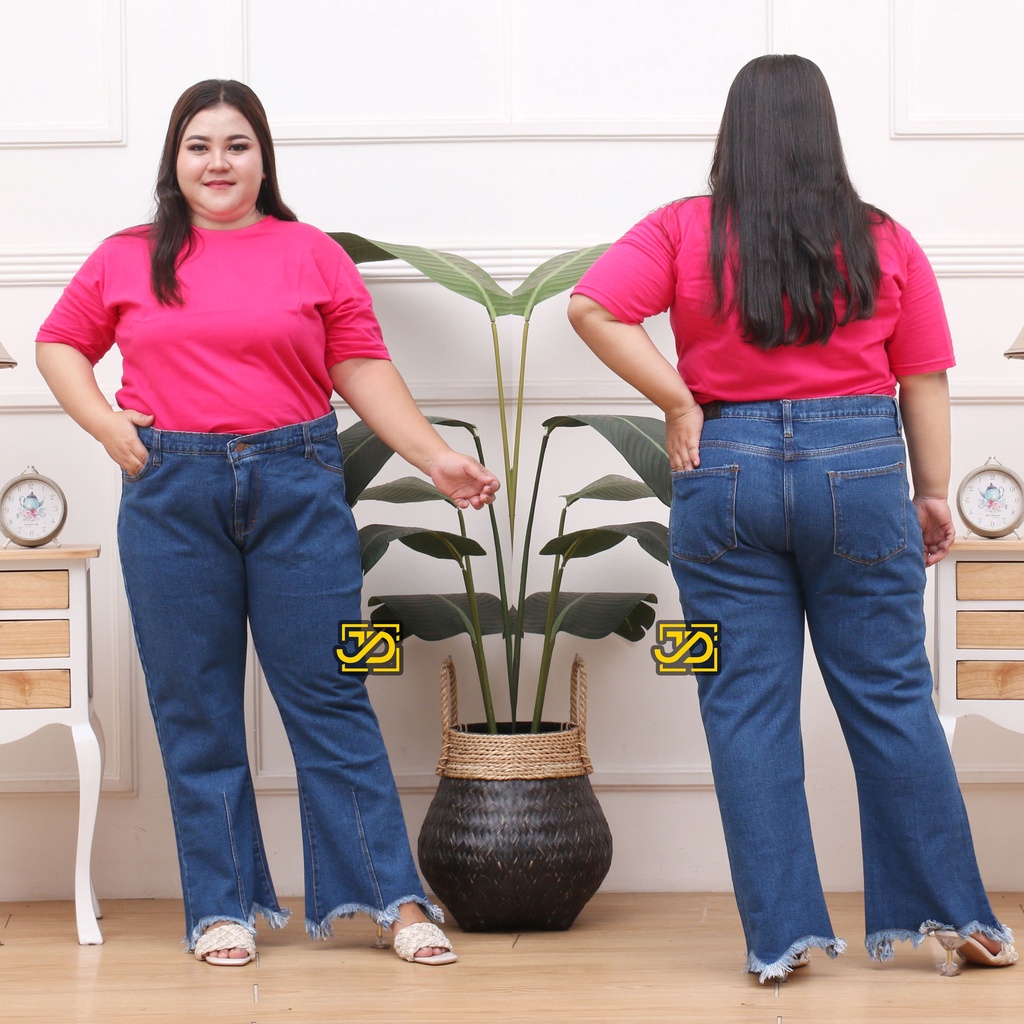 Jumbo Highwaist Cutbray Rawis Rumbai Jeans Big Size 27-42