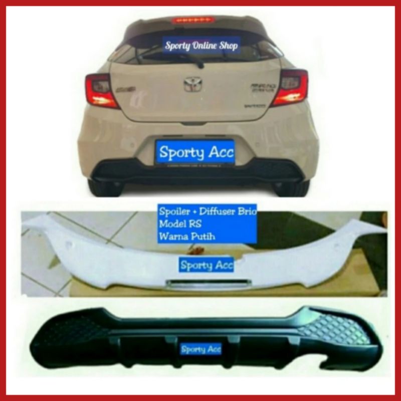 Paket Spoiler Sayap Mobil Brio 2018up Model RS + Diffuser