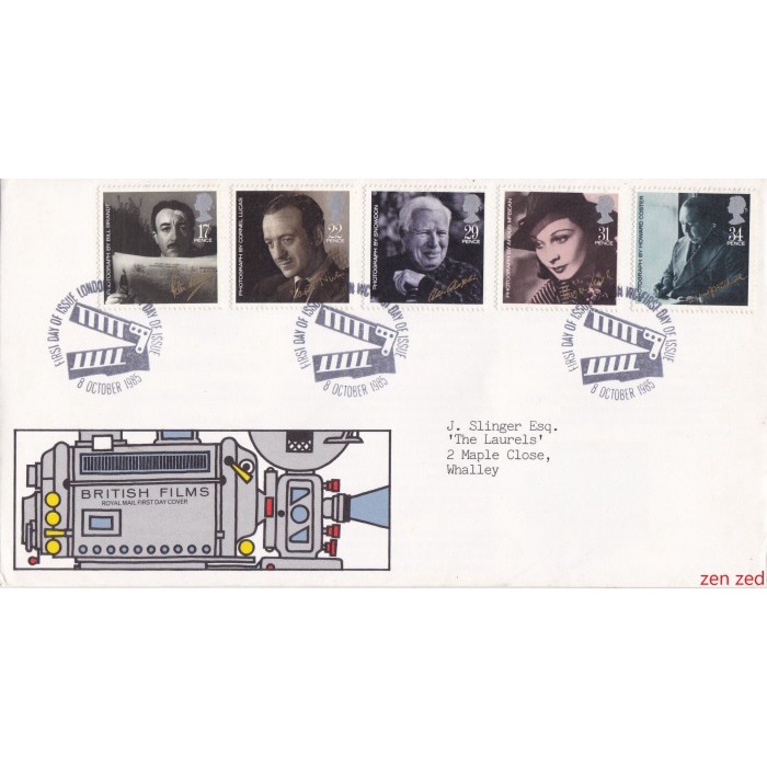 

A786 Prangko Inggris FDC 1985 Stars and Film Directors 1 Pcs