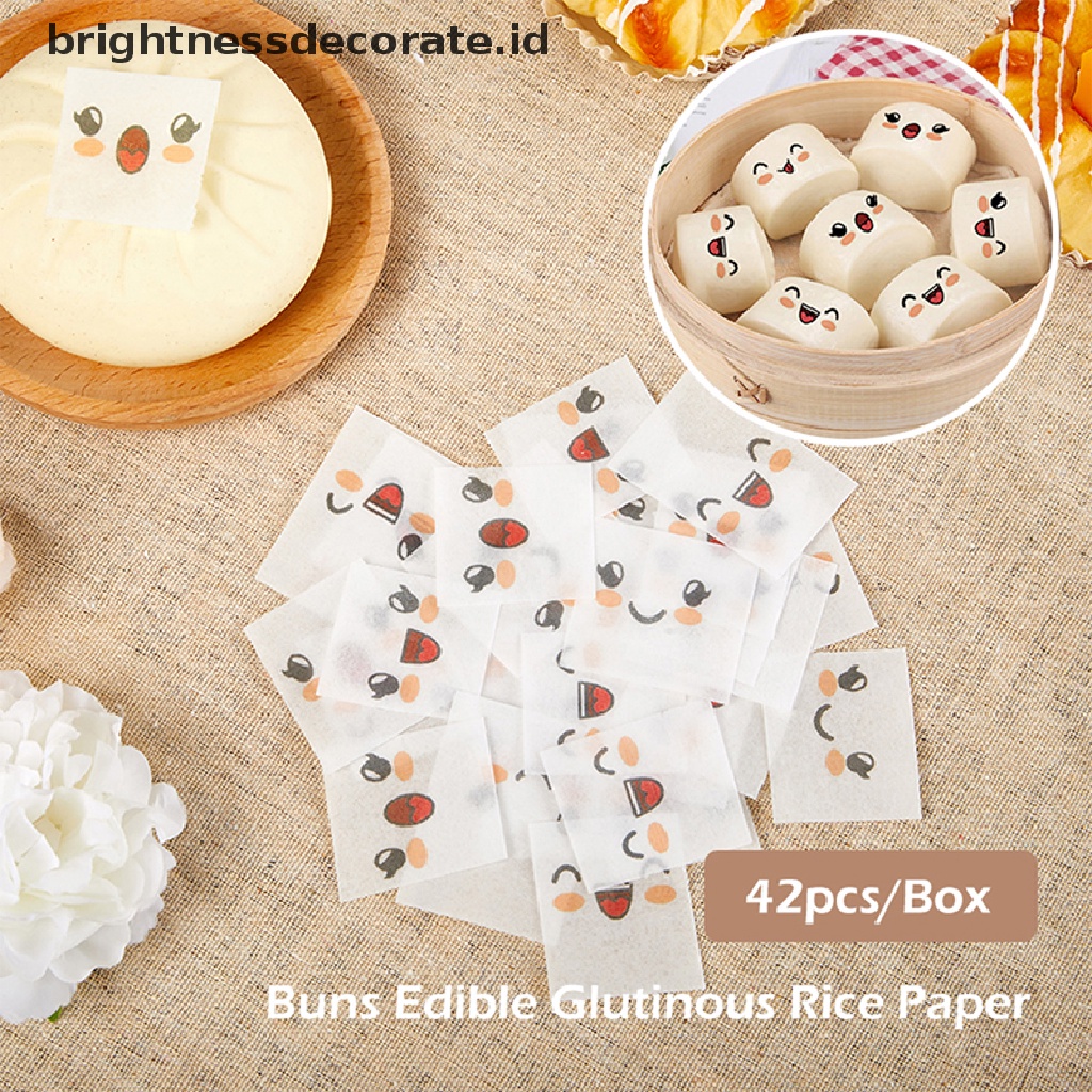 [Birth] 42pcs Edible Gluous Rice Paper Kukus Roti Stiker Kartun Baking Paper [ID]