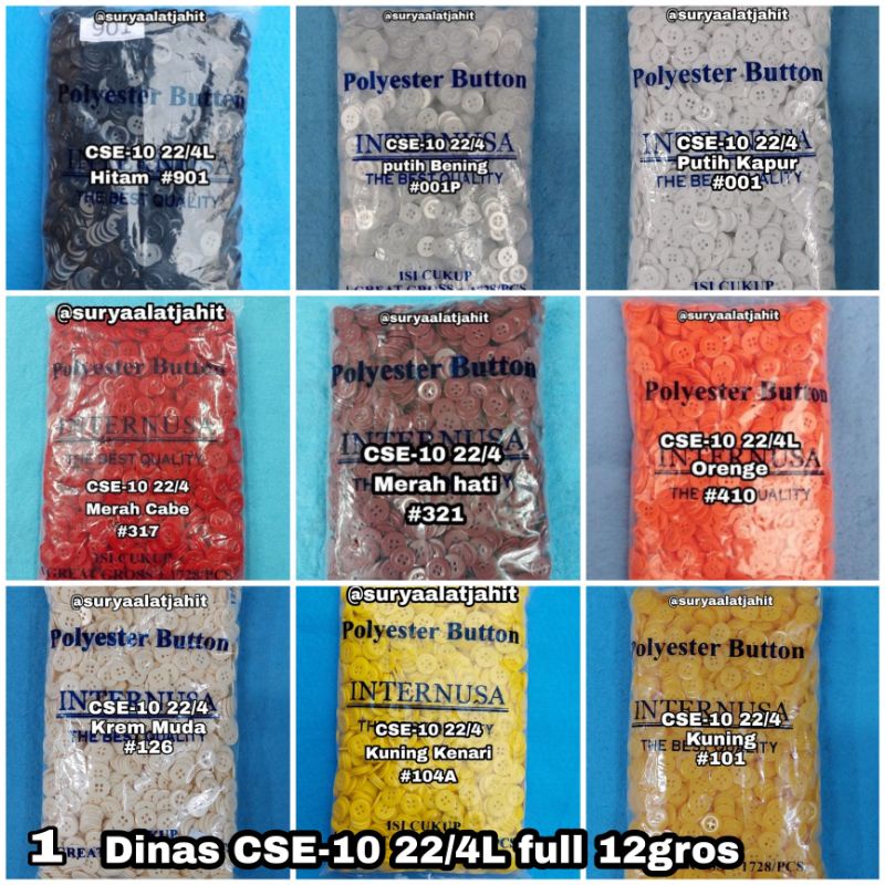 Kancing Dinas CSE-10 22/4L/1.4cm @1mass =rp.87.000/12gros