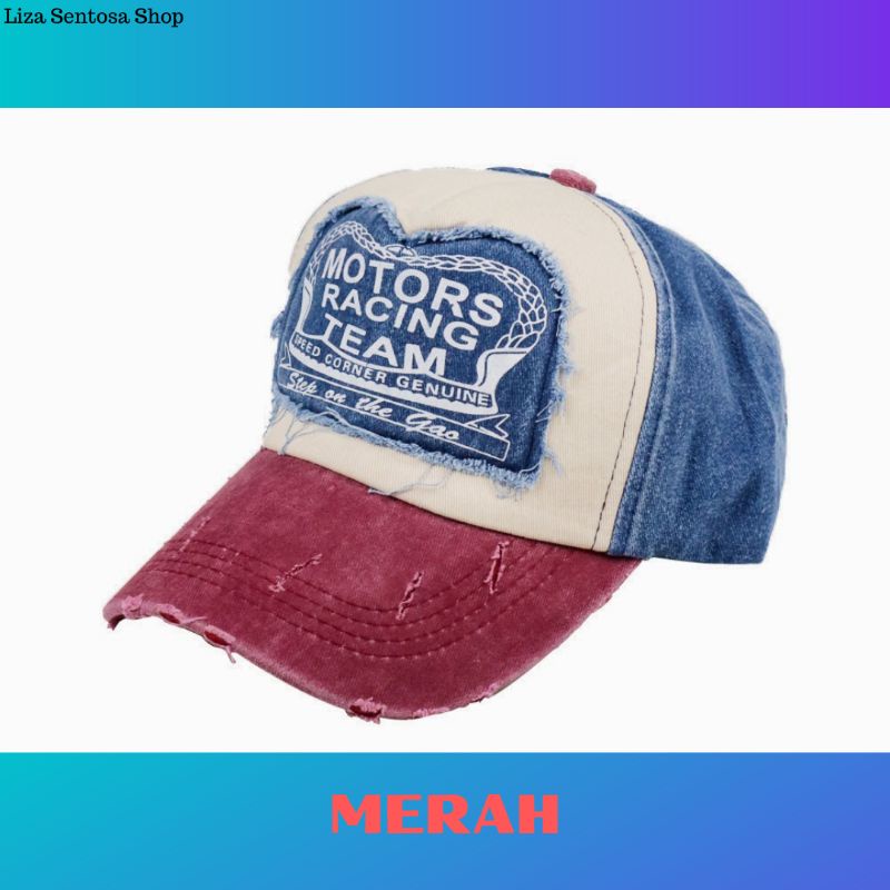 Topi Baseball Pria Original Import Premium Warna Merah Biru Motor Racing Team