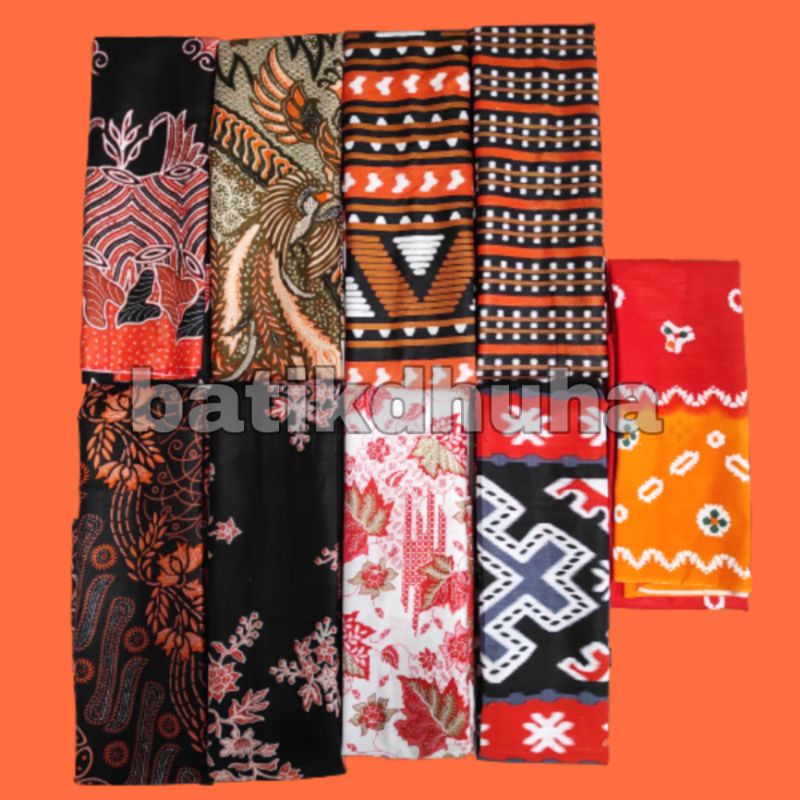 KAIN BATIK HALUS KATUN WARNA ORANGE OREN 2X1METER