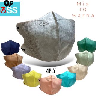 (PAKET 100 PCS ) MASKER DUCKBILL WARNA 3SS 4PLY MIX WARNA