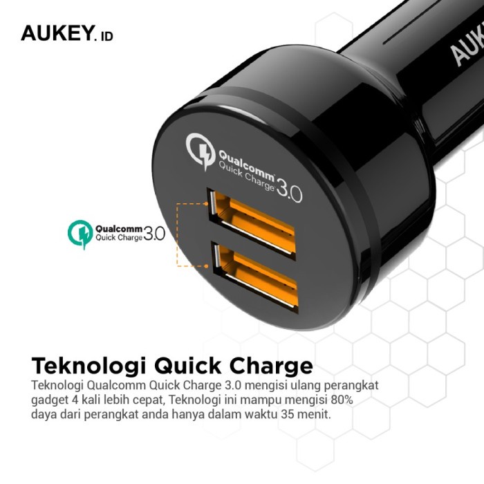 Aukey Car Charger CCT8 2 Ports 36W QC 3.0