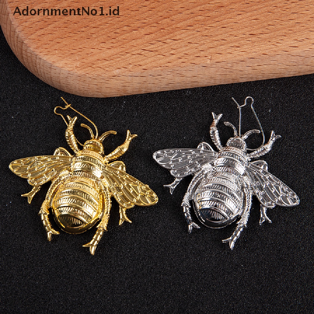 [AdornmentNo1] Sepasang Perak/Emas Besar Bumblebee Bee Anting Pernyataan Retro Minimalis Rock Klasik Aksesoris Logam Drop Ear Stud Wanita Fashion Perhiasan Hadiah [ID]