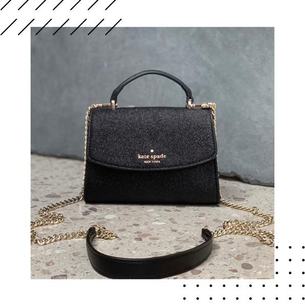 Kate Spade Darcy Micro Flap Satchel Black Glitter