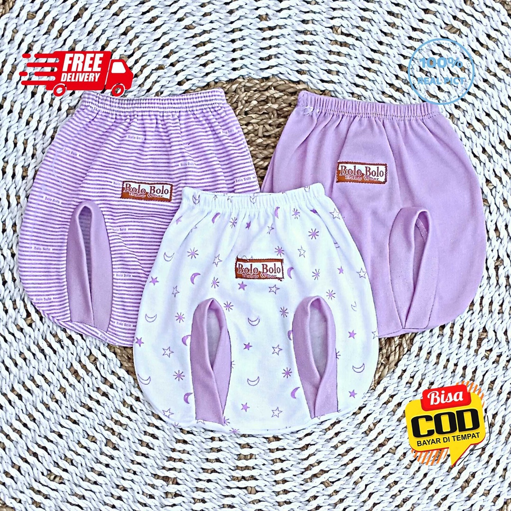 SALE 7.7 Serian Lilac - 3 pcs Celana Pop Bayi Baru Lahir 0 - 3 Bulan Lilac Series merk SNI Bolo - Bolo