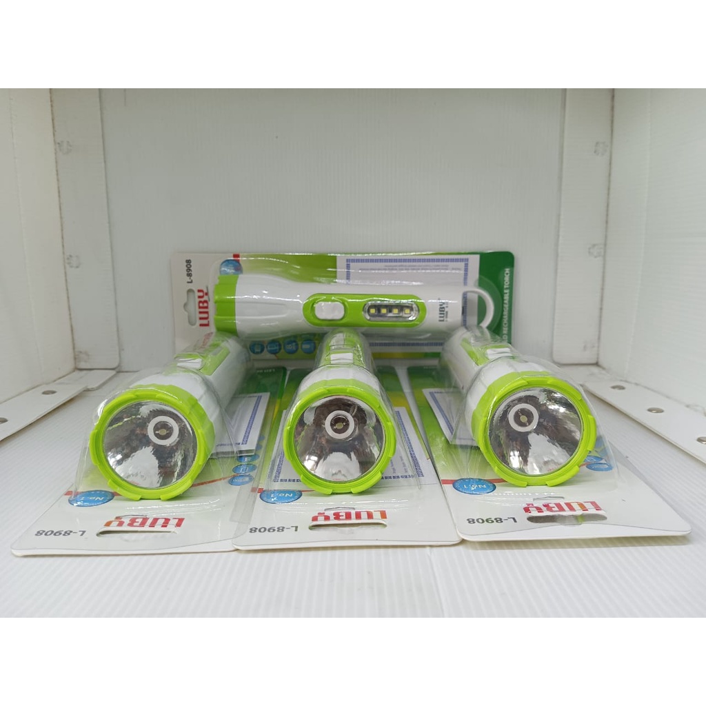 Senter Tangan LED Luby L-8908 / Emergency LED L8908 Rechargeable Cahaya Putih