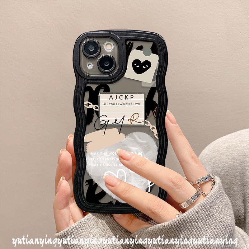 Ins Cinta Hati Casing Soft Case Realme C53 C15 5 6i 10 C25 C12 C30 C25s 8i C11 C33 8 8Pro C25Y C17 C21Y C20 C20A 9 9Pro+9i C3 7i 5i 7rendam Tepi Comme des Garcons Graffiti Cover