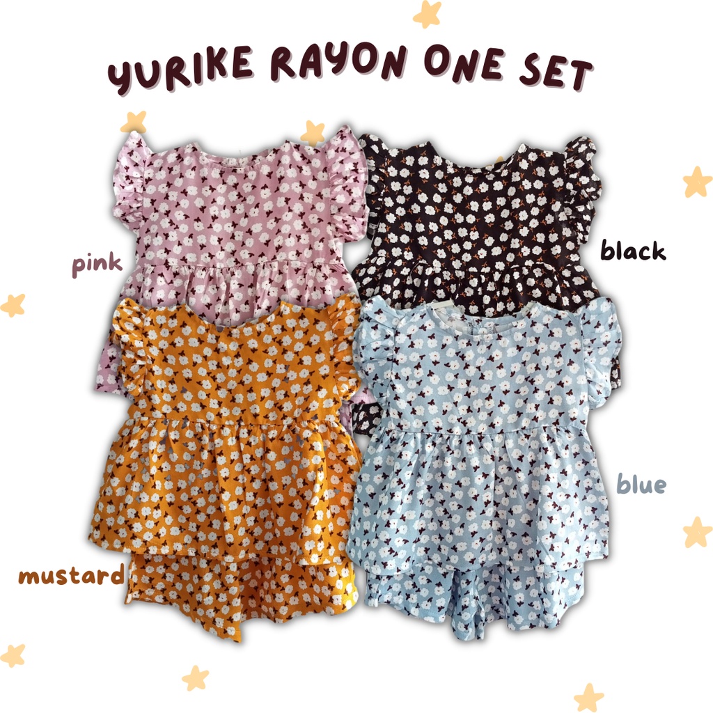 setelan anak perempuan fashion 1 2 3 tahun rayon one set yurike rayon one set lengan pendek singlet celana pendek motif bunga