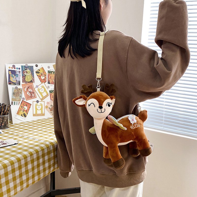cod★ready★ Tas boneka selempang wanita Iucu Fashion Motif Kartun Karakter Hewan  Anak Rusa &amp; Dewasa globallagilaku