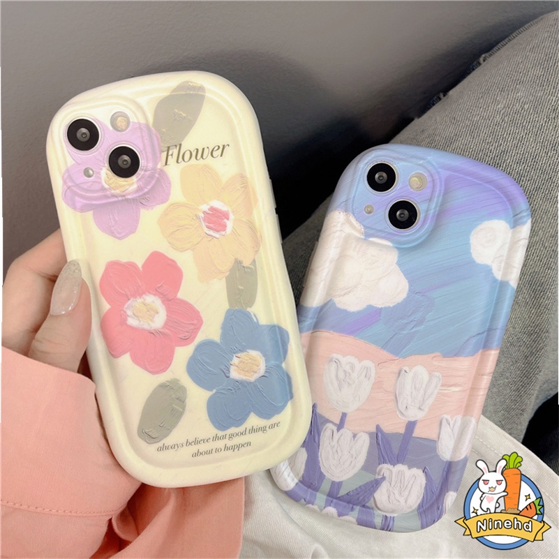 Soft Case Silikon Motif Lukisan Bunga Untuk iPhone 14 13 12 11 Pro Max X Xr Xs Max 8 7 6 6s Plus SE 2020