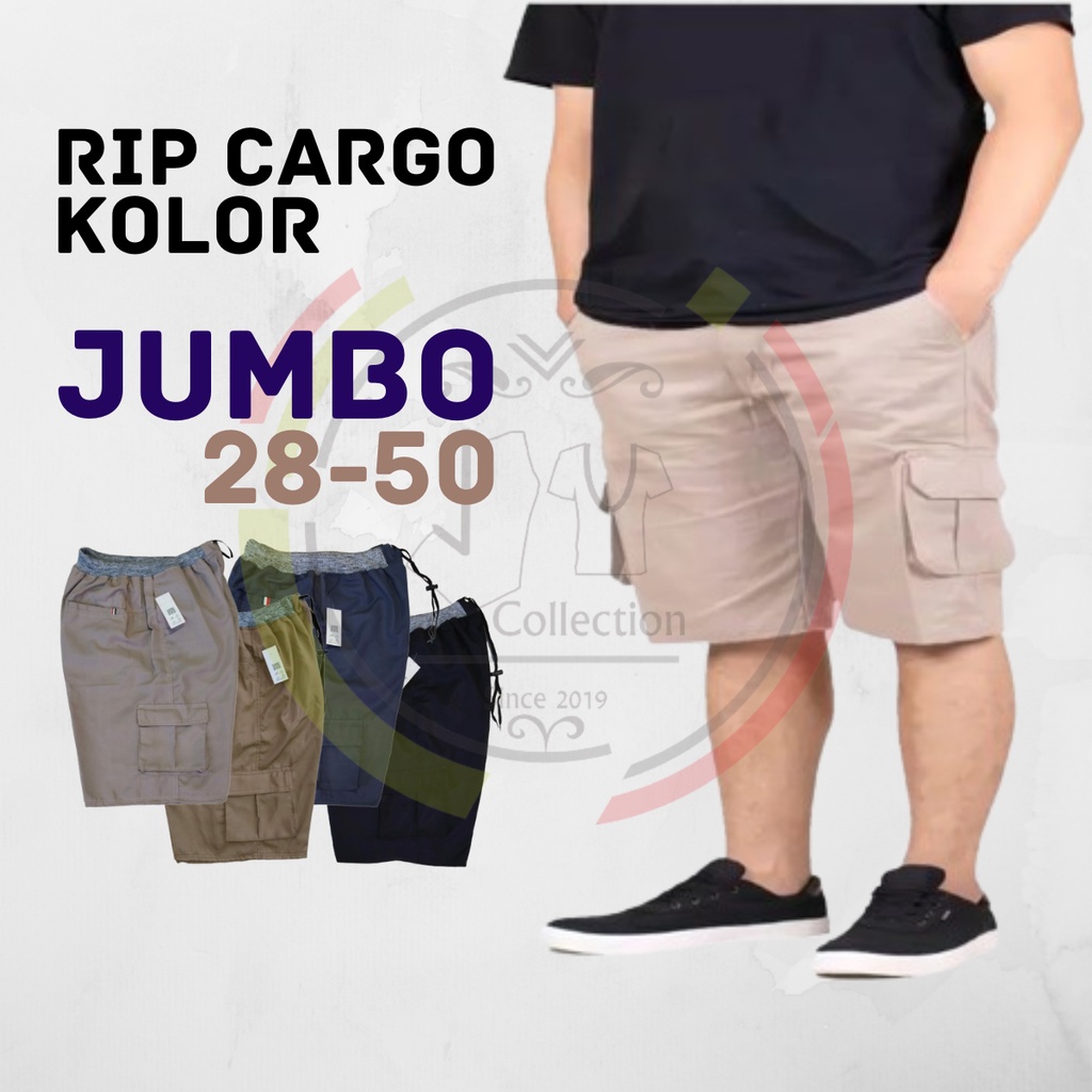 Celana Cargo Pendek Super Jumbo 28-50 Big Size Celana Kolor Cowok Pendek Pria Big Size Melar