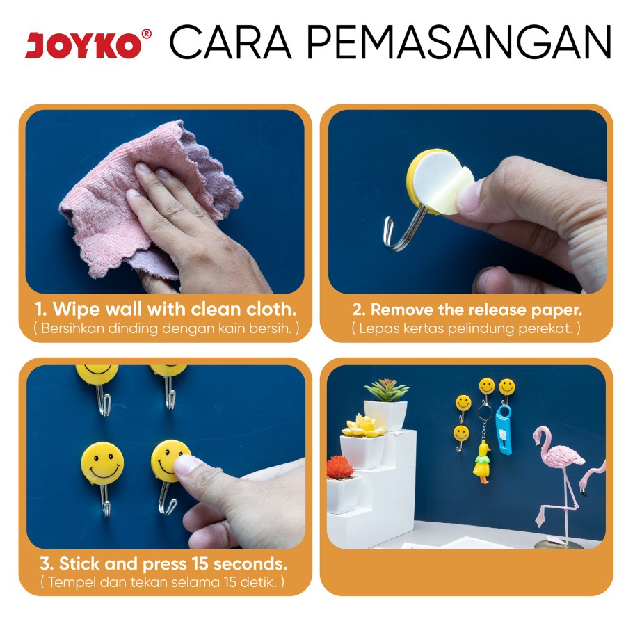 Adhesive Hook Gantungan Baju Tempel Dinding Stainless Joyko ADHK-3090