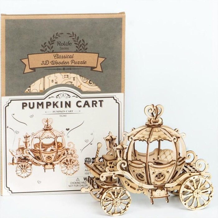 ROLIFE Robotime Pumpkin Carriage 3D Wooden Puzzle TG302 Hobby And Toy Collection