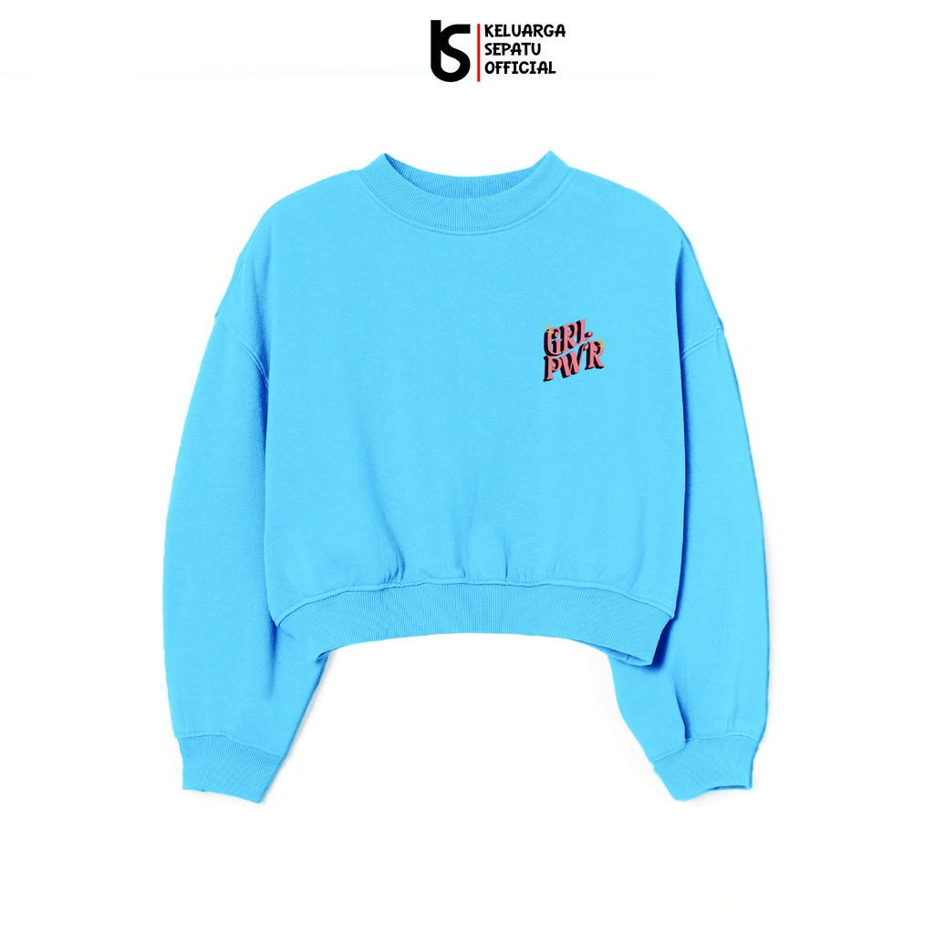 SWEATER CROP MOTIF SABLON GRLPWR SWEATER OVERSIZE CROP SWEATER CEWE GAYA SWEATER WANITA MURAH SWEATER DEWASA