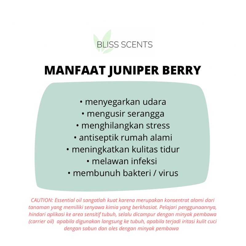 Bliss Juniper Berry Essential Oil Aromaterapi 100% Murni Therapeutic Grade Aromatherapy