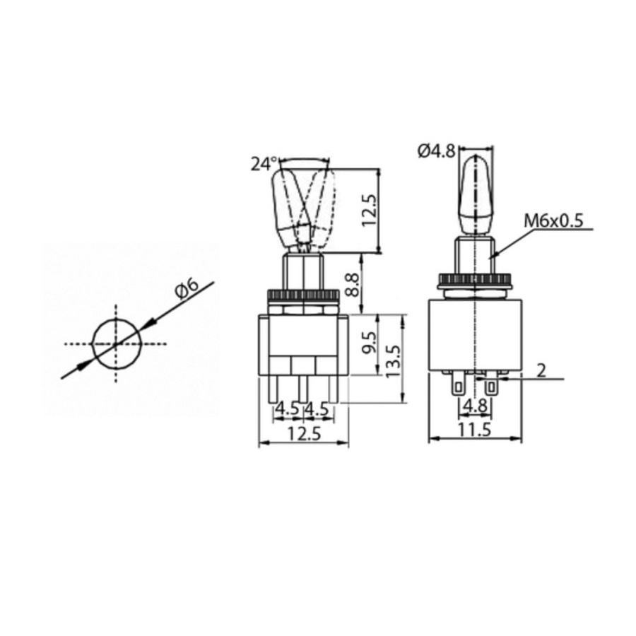 SWITCH TOGGLE SAKLAR TOGLE 6 PIN ON ON 3A 250V 6A 125V KNX-2 TWN