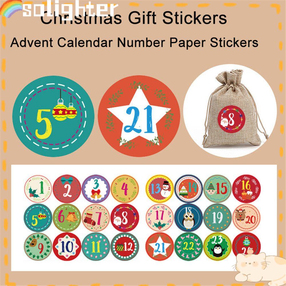 Solighter Kertas Stiker Permen Multi-Fungsi Sealing Merry Christmas Stiker Angka