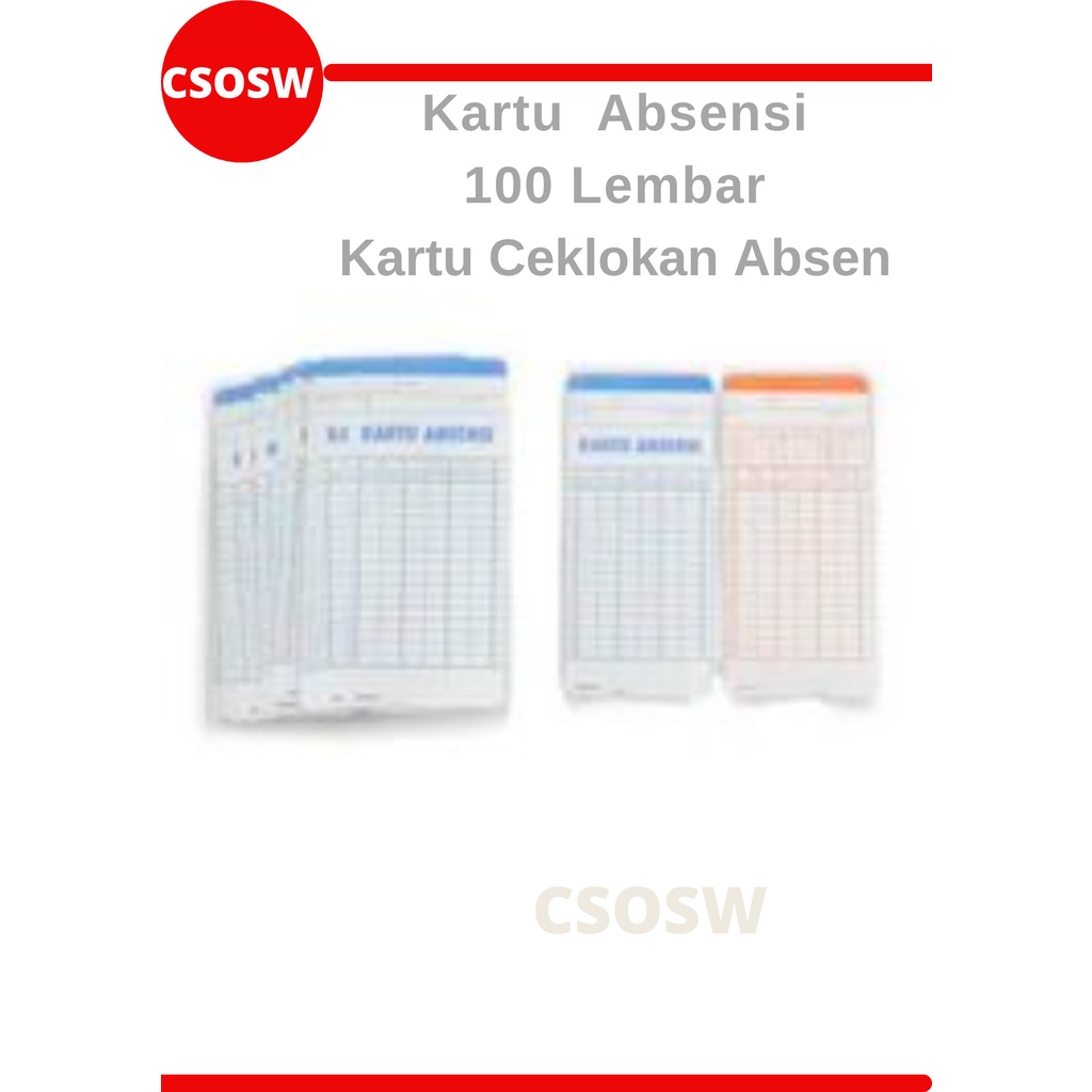 

Kartu Absensi Isi 100Pcs Kartu Ceklokan Karyawan Kartu Absen Manual