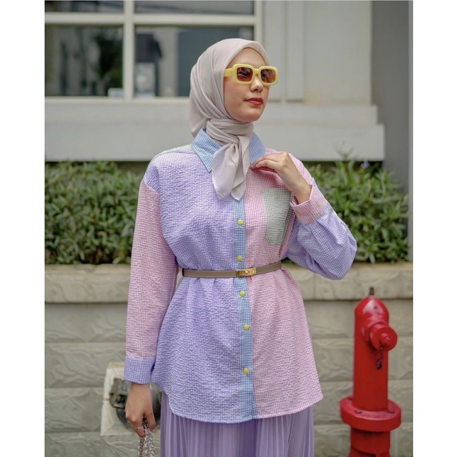 GINGHAM TOP blue by #iymelsayshijab