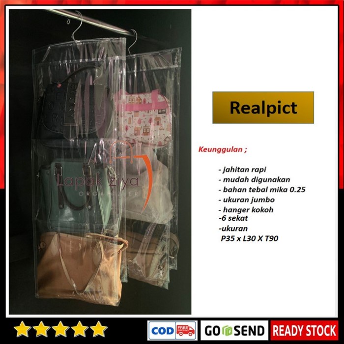 Hanging Bag - Rak Tas Gantung Bag Organizer Tempat Penyimpanan / Rak 6 susun gantung