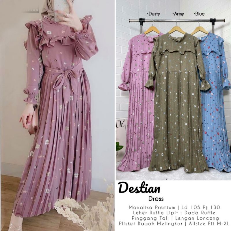 Audrey Maxi Dress Rempel Model Plisket Bahan Monalisa