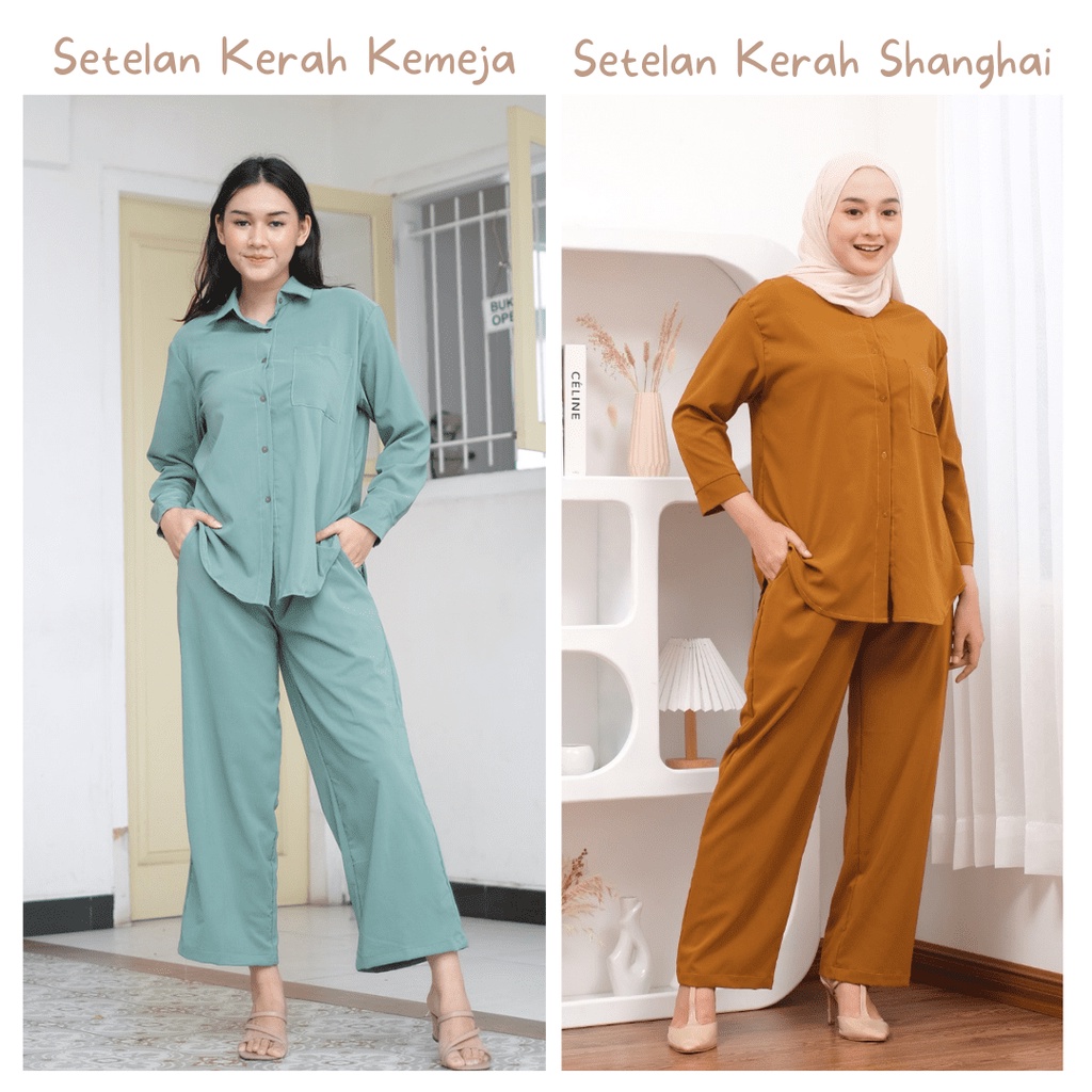 Setelan Kemeja Crinkle | One Set Kringkel Busui kancing depan