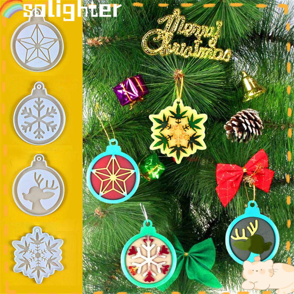 Solighter Natal Bola Cetakan Permen Coklat Liontin Snowflake Pendant Silicone Molds Clay Mold Alat Membuat Perhiasan