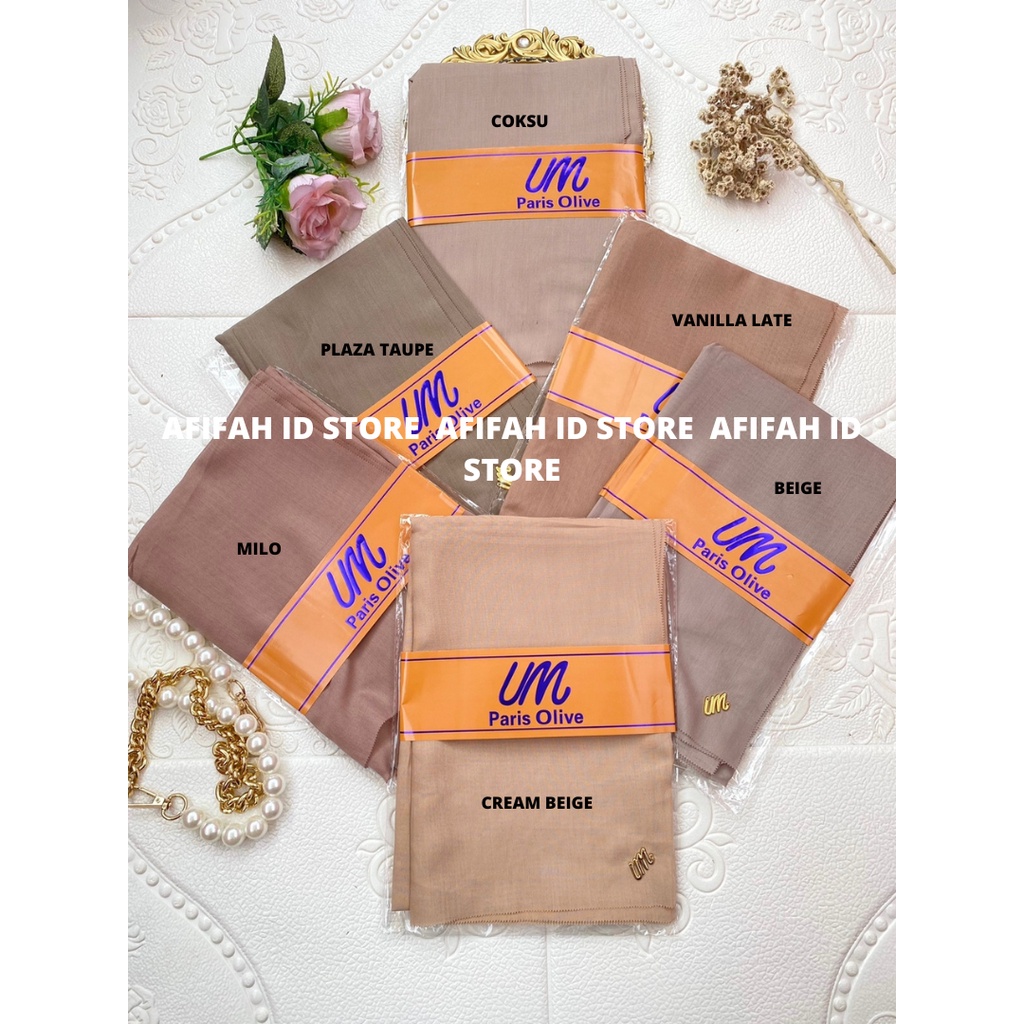 Umama Scarf - Kerudung Polos Segi Empat Paris Olive LC AFIFAH ID STORE