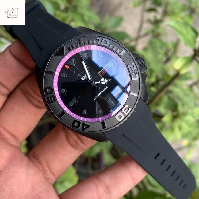 Mod Seiko Yacht Master NH35 Automatic Seiko Mod Black Ring Purple