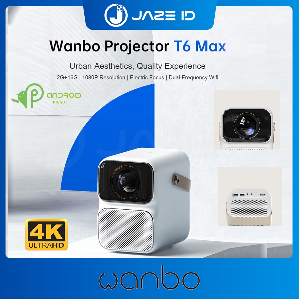 Wanbo T6 Max Smart Home Projector Android Support 4K Proyektor Wifi