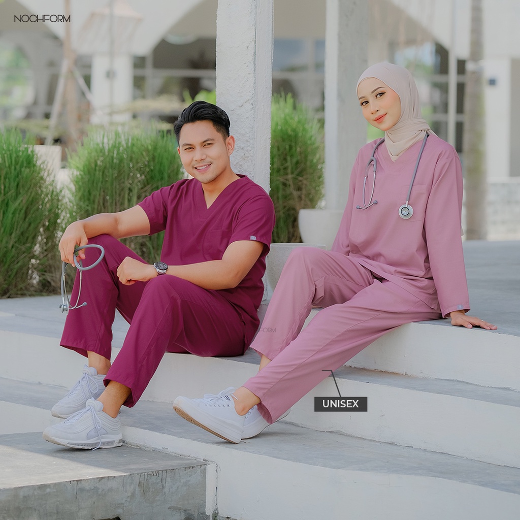 NOCHFORM (VOL 1) Doctor’s Scrub/ Set Baju Celana Jaga OKA / Baju OK Dokter / Baju OK Perawat / Baju Medis Lengan Panjang