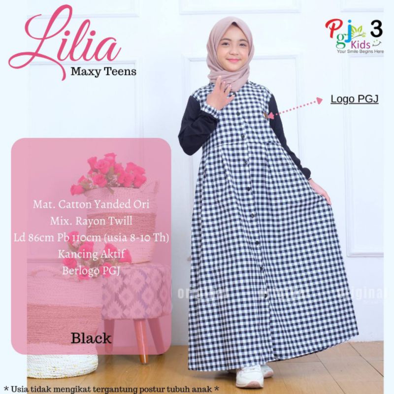 LILIA DRESS TEENS COTTON YANDED ORI MIX RAYON TWILL BY PGJ KIDS