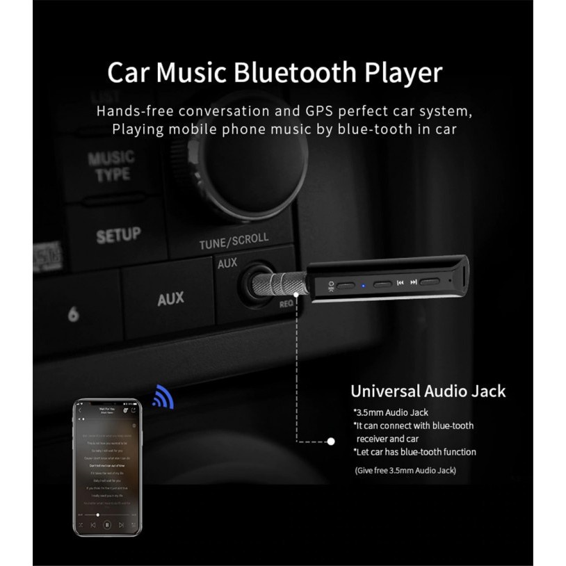 662 G29 - Wireless Bluetooth 4.2 Audio Receiver 3.5mm for Car and Home Use