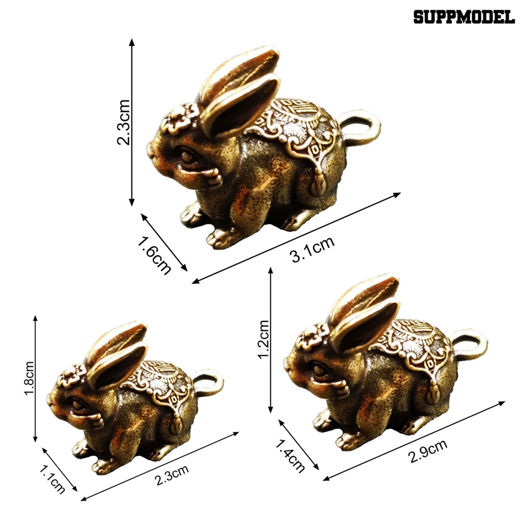 [SM] Pesona Kunci Vintage Realistis Kuningan Zodiak Hewan Kelinci Miniatur Gantungan Kunci Liontin Untuk Mobil